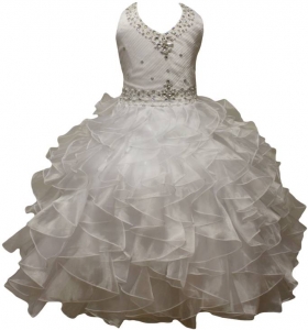 GIRLS RUFFLE DRESS SLEEVELESS (WHITE) 0515504